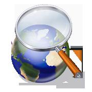 magnifying glass over a globe